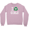 i recycle girls slogan text funny baseball jersey Crewneck Sweatshirt