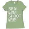 real men shoot raw Ladies Fitted T-Shirt