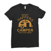 what happens in camper stays in camper vintage style camp funny Ladies Fitted T-Shirt