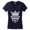 Queens Are Born In May Women's V-Neck T-Shirt
