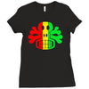 rasta skull and crossbones reggae dub club rave Ladies Fitted T-Shirt