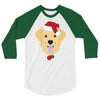 golden retriever dog with red santa's hat 3/4 Sleeve Shirt