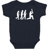 evolution of cricket white silhouette Baby Bodysuit