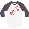 bloody hand print funny zombie kill undead blood horror killer 3/4 Sleeve Shirt