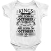 Real Kings Are Born On October 10 Baby Onesie