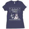 christmas funny dog &amp; snowman Ladies Fitted T-Shirt