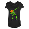 pumpkin skeleton dabbing Maternity Scoop Neck T-shirt