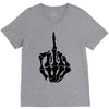 middle finger skeleton bone skull grafitti art V-Neck Tee