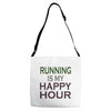 running is my happy hour Adjustable Strap Totes