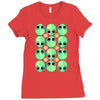 sad alien and daisy nineties grunge pattern Ladies Fitted T-Shirt
