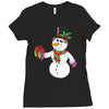 smiling snowman holding out christmas Ladies Fitted T-Shirt