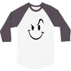 evil acid house smiley smily face mens t shirt 3/4 Sleeve Shirt