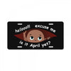 April Peeking Out Baby Boy License Plate