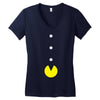 funny 80s pacman 'eating buttons' Women's V-Neck T-Shirt