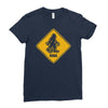 big foot xing big foot crossing sasquatch Ladies Fitted T-Shirt