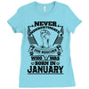 Never Underestimate Dog Rescuer Who Was Born January Ladies Fitted T-Shirt