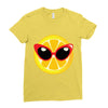 Lemon with Disco Glasses Ladies Fitted T-Shirt