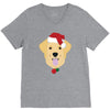 golden retriever dog with red santa's hat V-Neck Tee