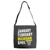 January February Michigan April - March Madness Basketball Adjustable Strap Totes
