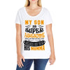 My Son Is Super Awesome His Momma Ladies Curvy T-Shirt
