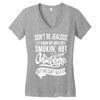 Don't Be Jealous I Know My Wife Is Smokin' Hot but She Can't Help It Women's V-Neck T-Shirt