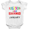 legends are born january Baby Bodysuit