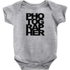 photographer camera photography modern text photos scrapbook geek t sh Baby Onesie