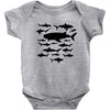 shark chart light blue t shirt Baby Onesie