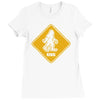 big foot xing big foot crossing sasquatch Ladies Fitted T-Shirt