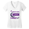 i love someone with pancreatic cancer to the moon &amp; back to infinity Women's V-Neck T-Shirt