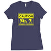 caution zombies crossing t shirt x large funny walking brains awesome Ladies Fitted T-Shirt