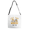 let the wookiee win Adjustable Strap Totes