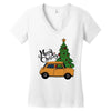 merry christmas car Women's V-Neck T-Shirt