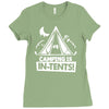 white ink camping is in tents funny Ladies Fitted T-Shirt