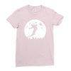 skiier moon moonlight silhouett Ladies Fitted T-Shirt