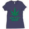 Support Liver Cancer Awareness With A Emerald Cannabis Leaf Ladies Fitted T-Shirt