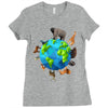 animal polygon around the planet Ladies Fitted T-Shirt