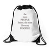 poodle lover Drawstring Bags