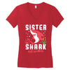 sister shark doo doo doo family matching Women's V-Neck T-Shirt