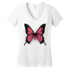 breast cancer butterfly Women's V-Neck T-Shirt