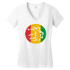 rasta lion head reggae dub step music dance Women's V-Neck T-Shirt