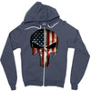skull us flag Zipper Hoodie