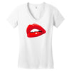 lips red kiss passion girl Women's V-Neck T-Shirt