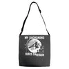 my dachshund rides shotgun Adjustable Strap Totes