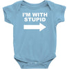 i'm with stupid mens Baby Onesie