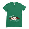August Peeking Out Baby Boy Ladies Fitted T-Shirt