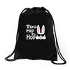 too hip to hop   bunny easter Drawstring Bags