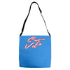 c'est la vie neon slogan Adjustable Strap Totes