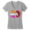 She Wants The D - Dunkin Donuts Women's V-Neck T-Shirt