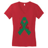 liver ribbon and rose Women's V-Neck T-Shirt